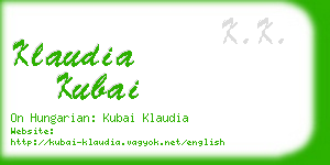 klaudia kubai business card